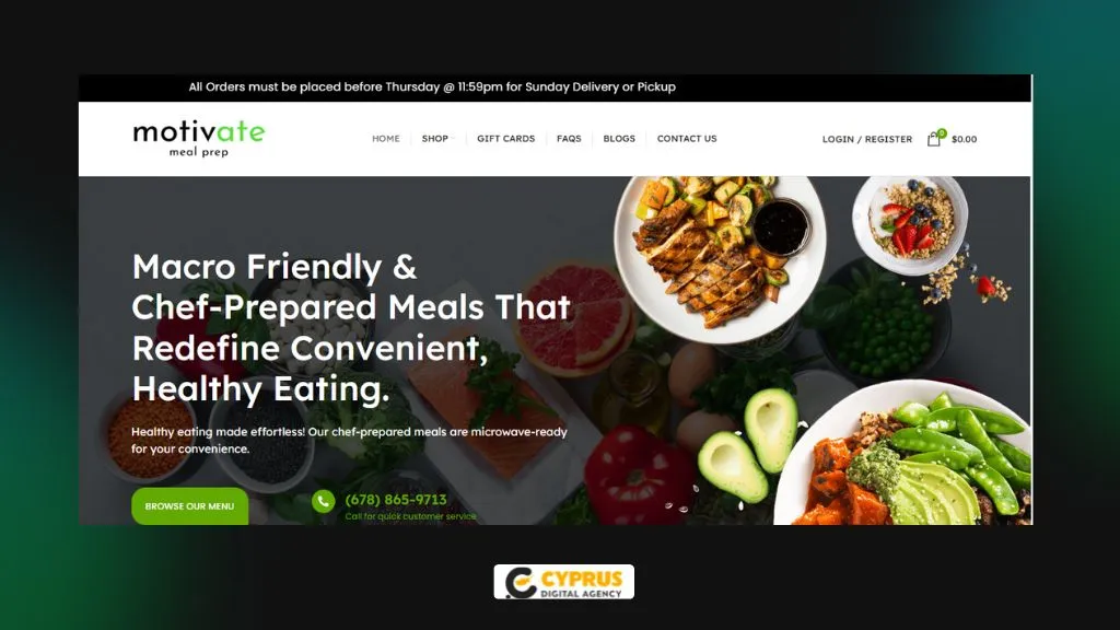 Custom Meal Ordering System development
