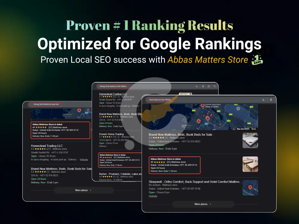 local SEO case study Abbas Mattress Store